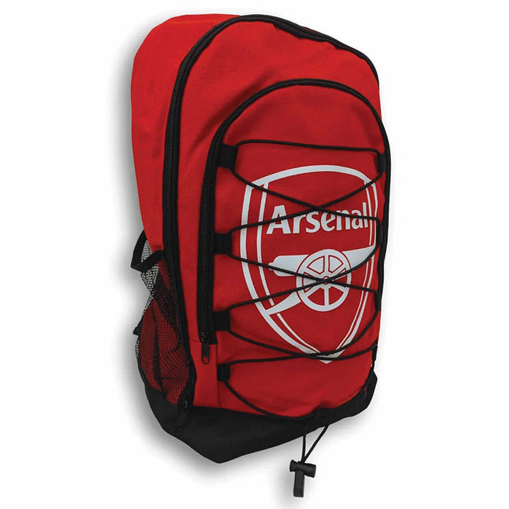 Red backpack with Arsenal logo on a white background