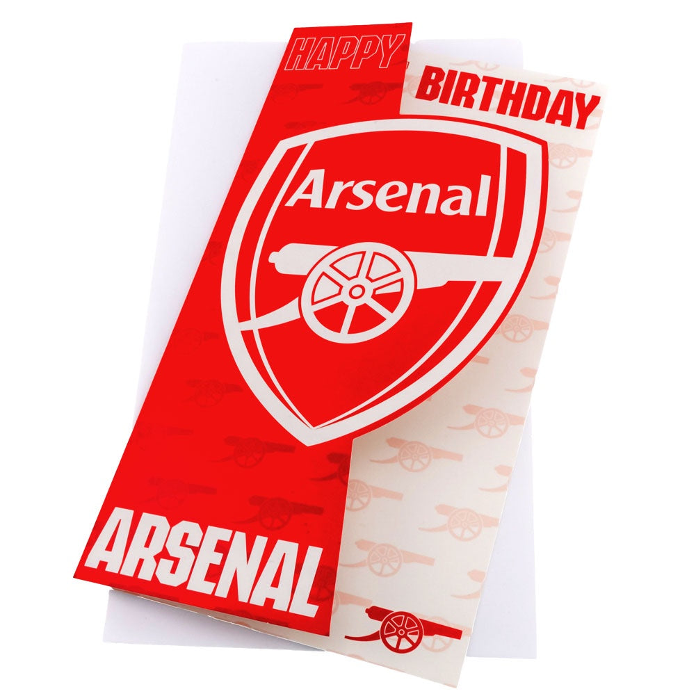 Arsenal birthday card with red and white design on a white background