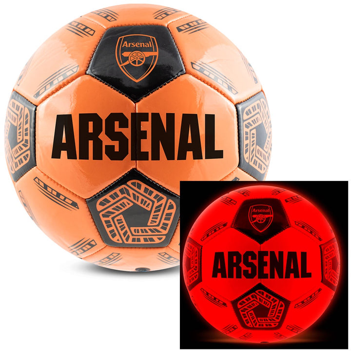 Side by side image of glowing arsenal ball