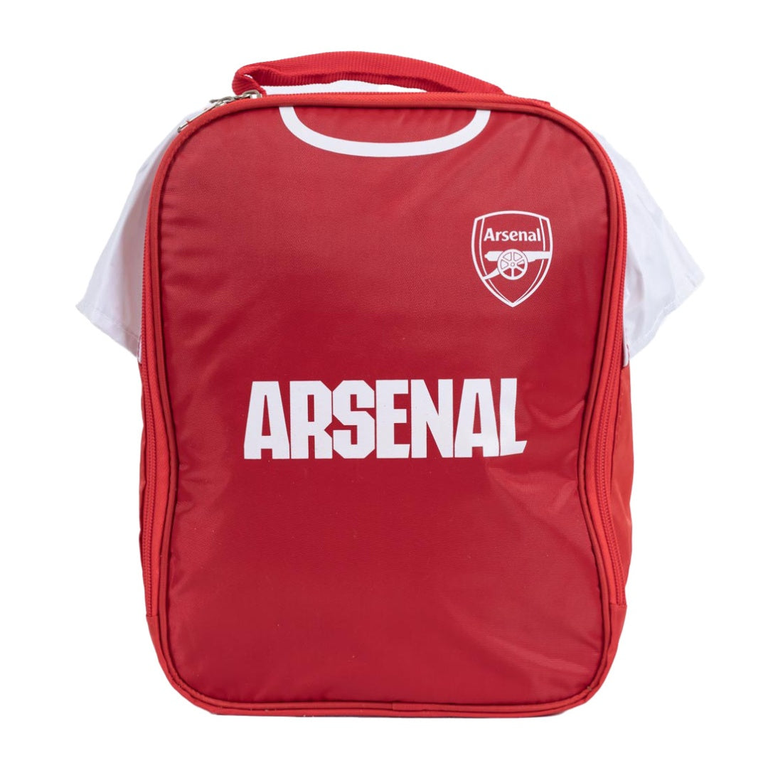 Red Arsenal backpack with white accents on a white background