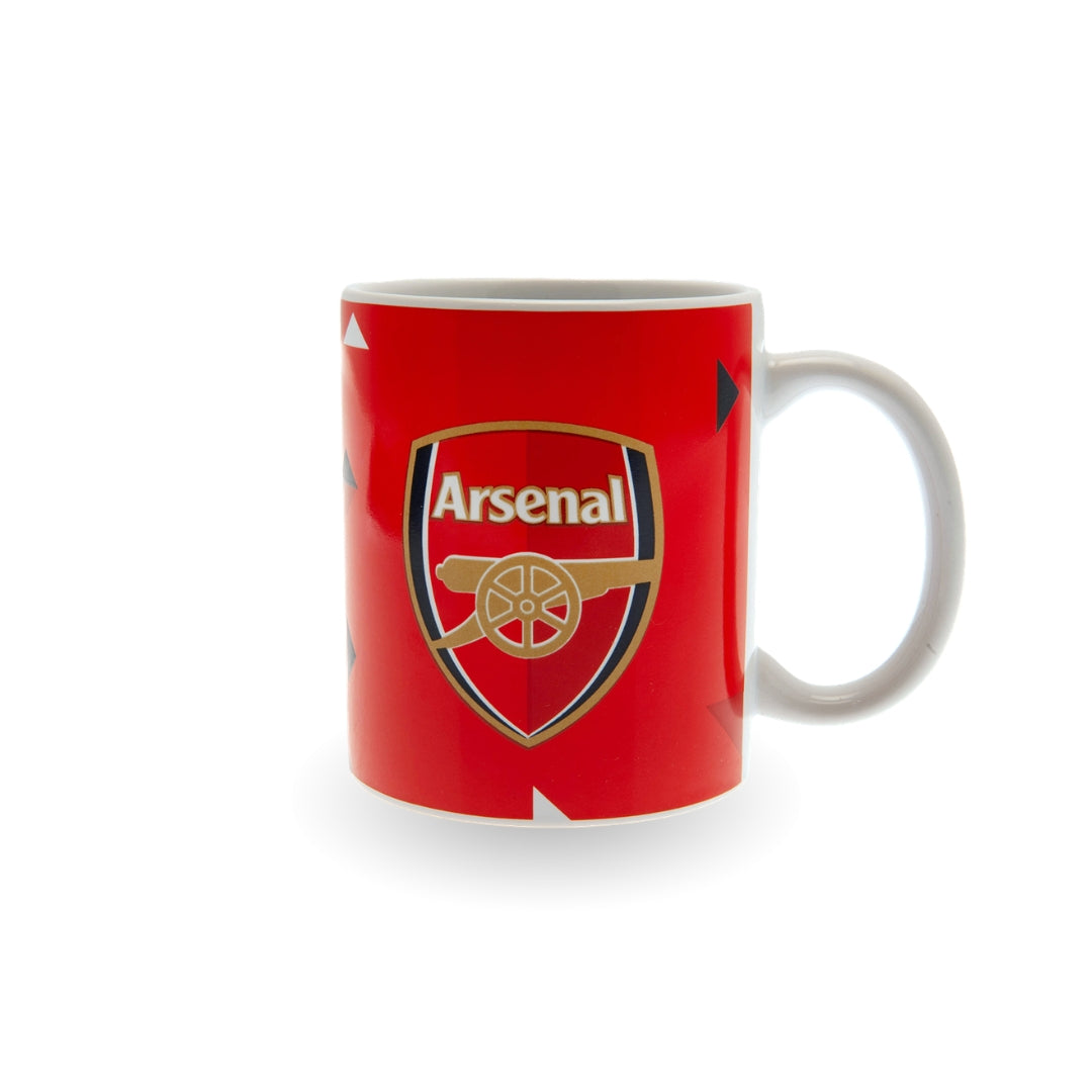 Red mug with Arsenal logo on a white background