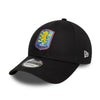 Black cap with a colorful logo on a white background