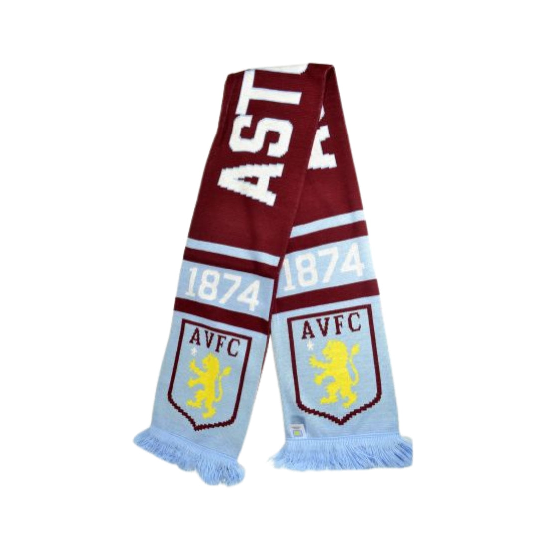 Scarf with Aston Villa FC logo and text on a white background