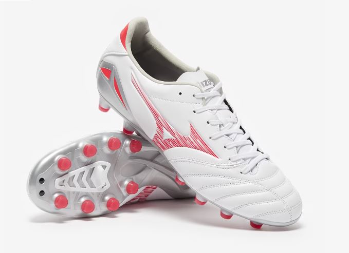 Mizuno Morelia Neo IV Pro FG Boots WHITE/RADIANT RED/HOT CORAL