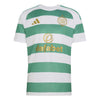 Green and white striped sports jersey with Adidas and Dafabet logos on a white background