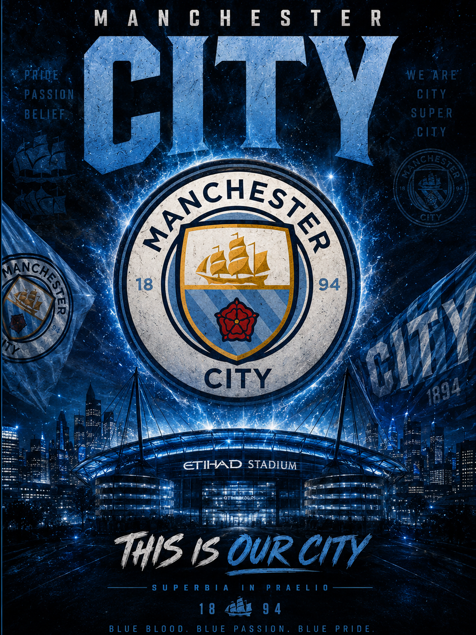 Manchester City Canvas Poster 70X50cm