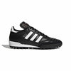 Black and white soccer cleat with Adidas logo on a white background
