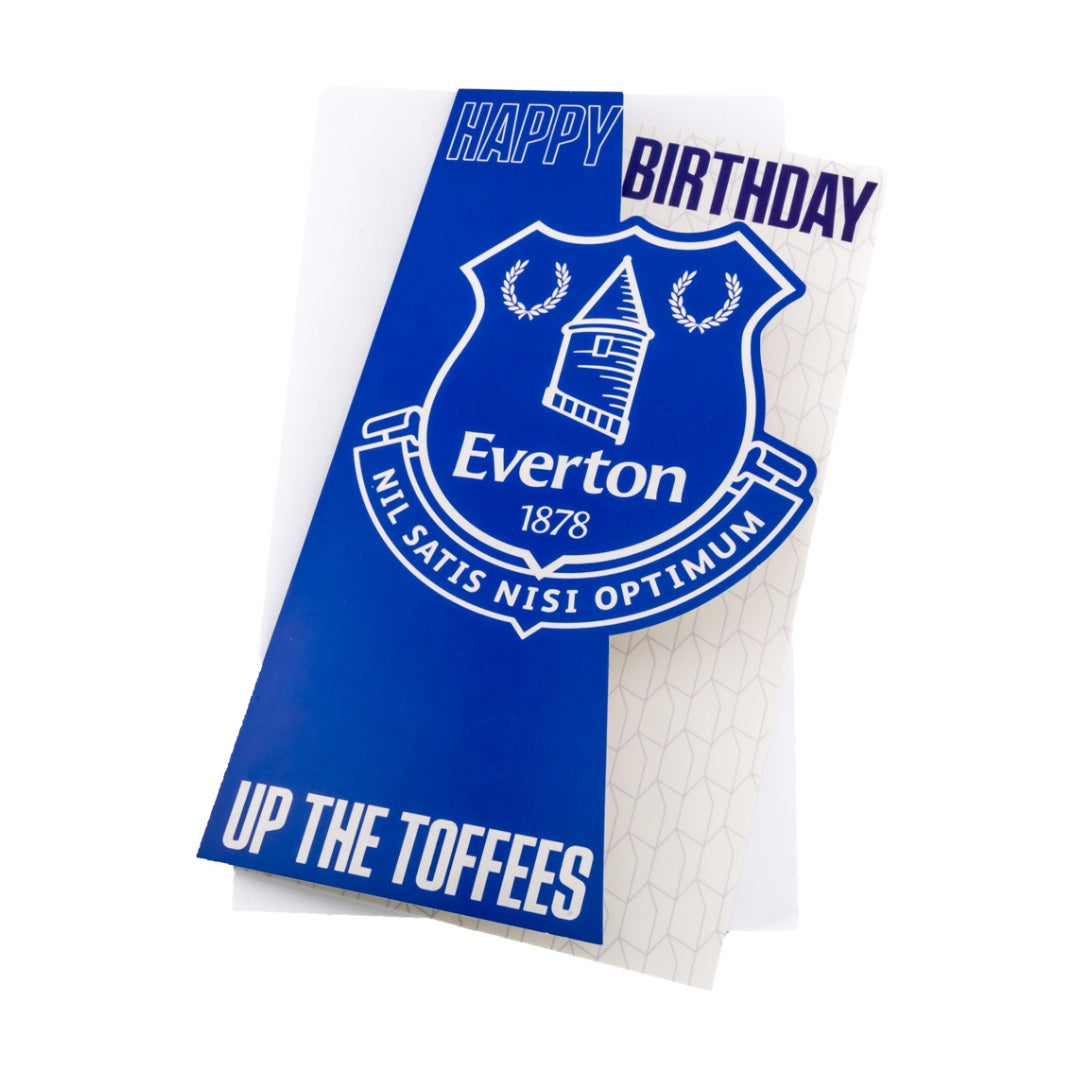 Birthday card with Everton FC logo and text on a white background