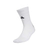 White sock with a black logo on a white background
