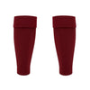 Pair of maroon knee-high socks on a white background