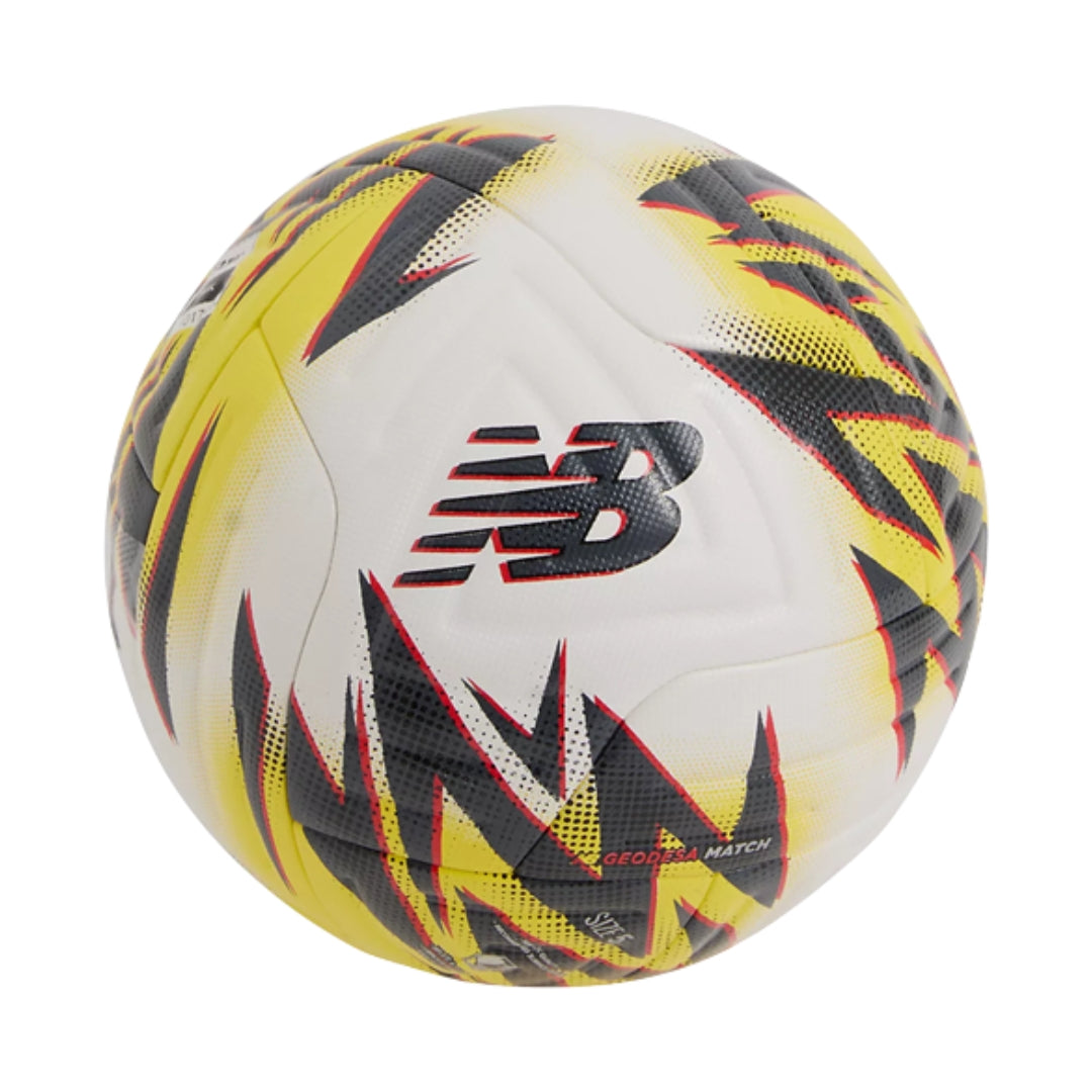 Soccer ball with New Balance logo on a white background