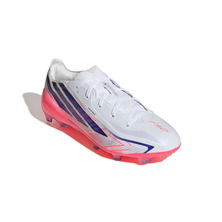 Adidas F50 Hyperfast Elite Kids FG Boots - White / Purple / Solar Turbo