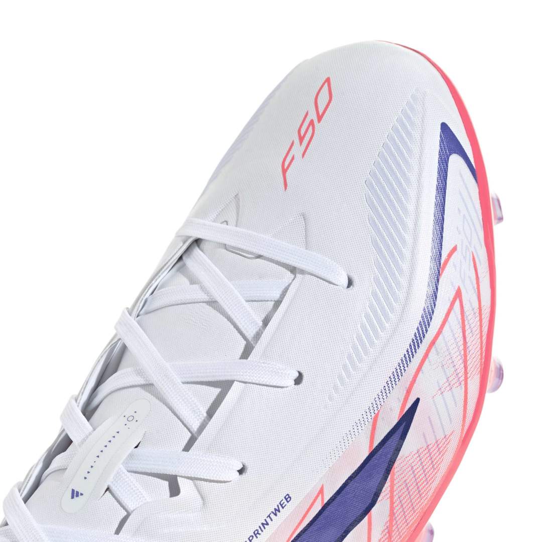 Adidas F50 Hyperfast Elite Kids FG Boots - White / Purple / Solar Turbo