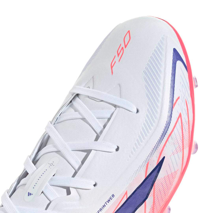Adidas F50 Hyperfast Elite Kids FG Boots - White / Purple / Solar Turbo