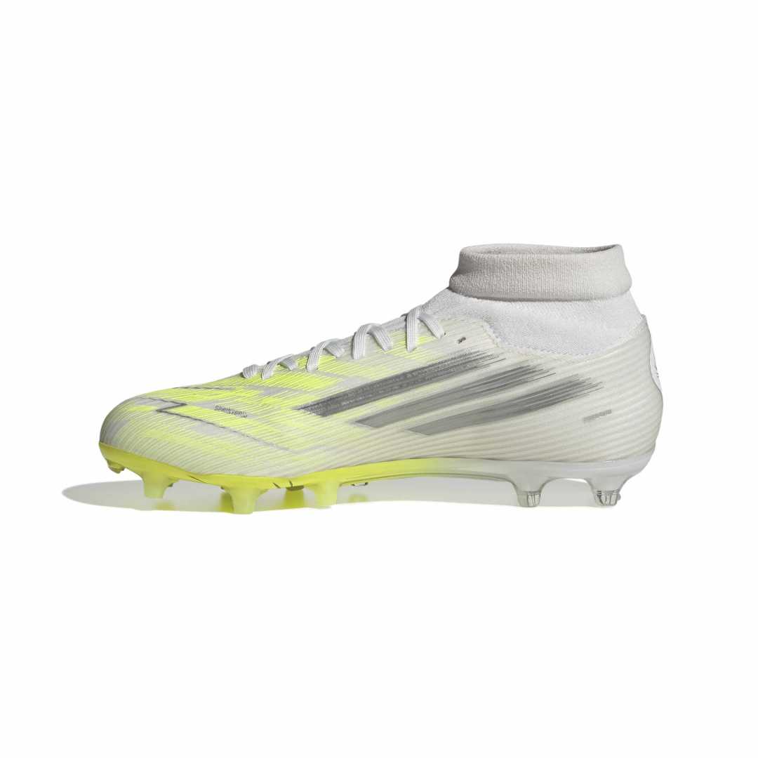 F50 Sparkfusion League -  Mid Cut FG/AG Football Boots Womens - White / Iron / Yellow