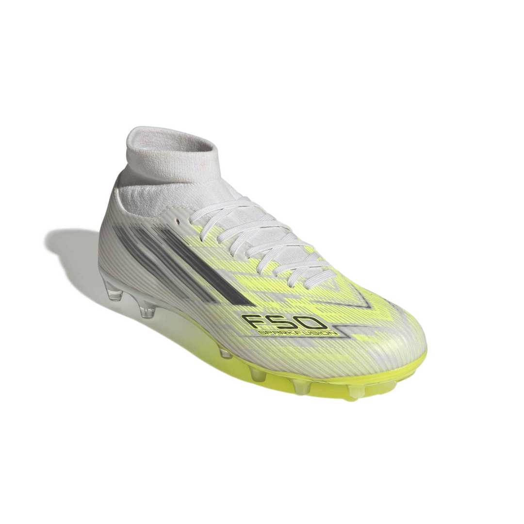 F50 Sparkfusion League -  Mid Cut FG/AG Football Boots Womens - White / Iron / Yellow