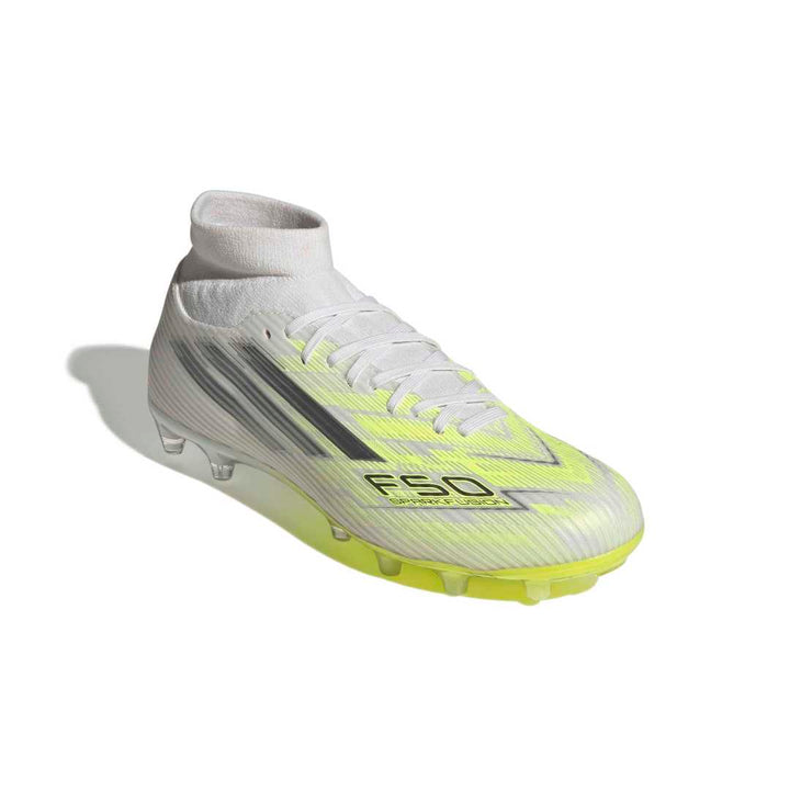 F50 Sparkfusion League -  Mid Cut FG/AG Football Boots Womens - White / Iron / Yellow