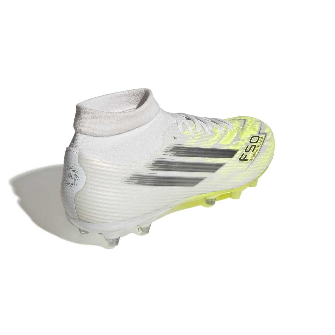 F50 Sparkfusion League -  Mid Cut FG/AG Football Boots Womens - White / Iron / Yellow