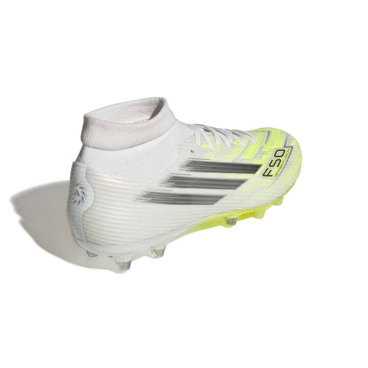 F50 Sparkfusion League -  Mid Cut FG/AG Football Boots Womens - White / Iron / Yellow