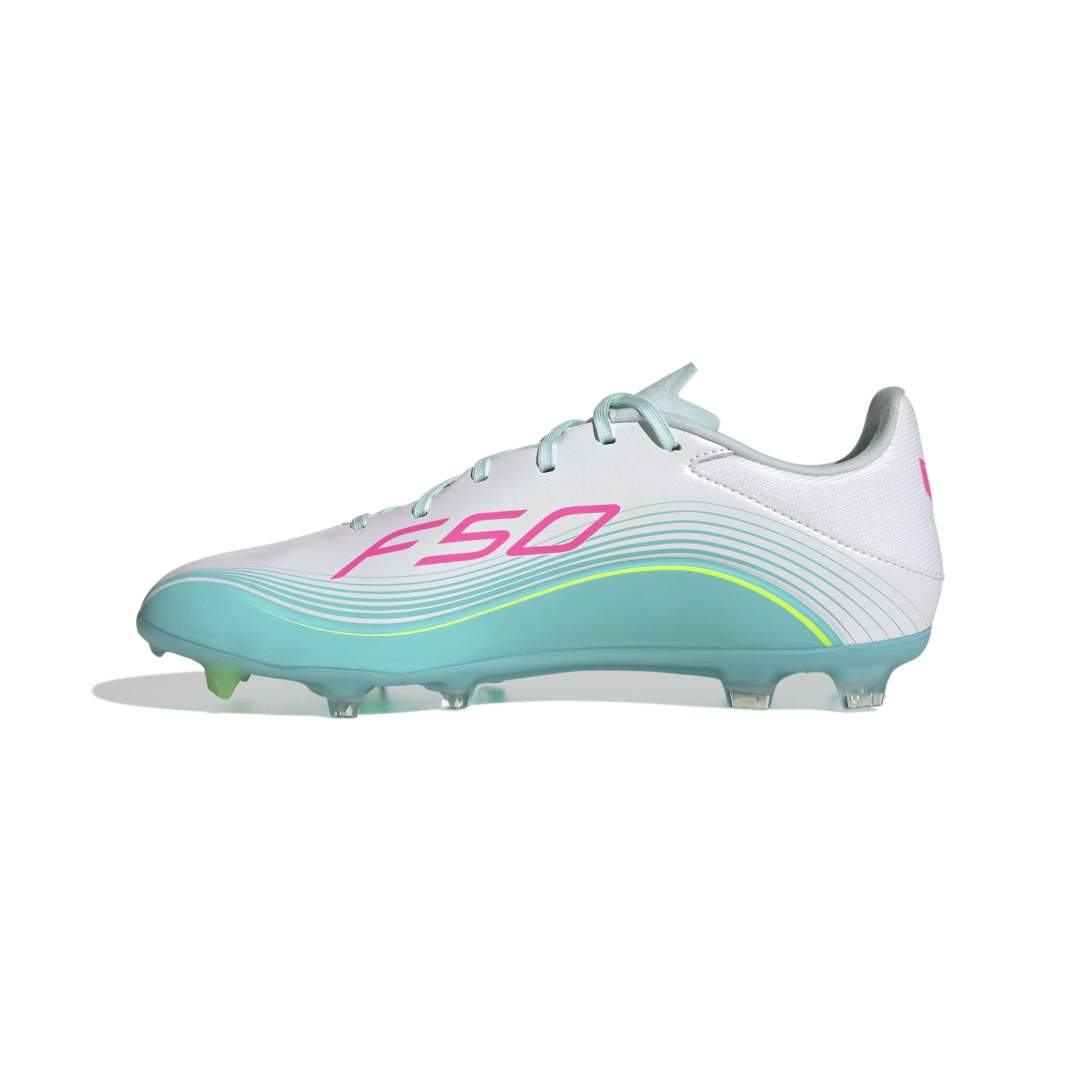 F50 Messi League FG/MG Boots - White / Lucid Pink / Aqua