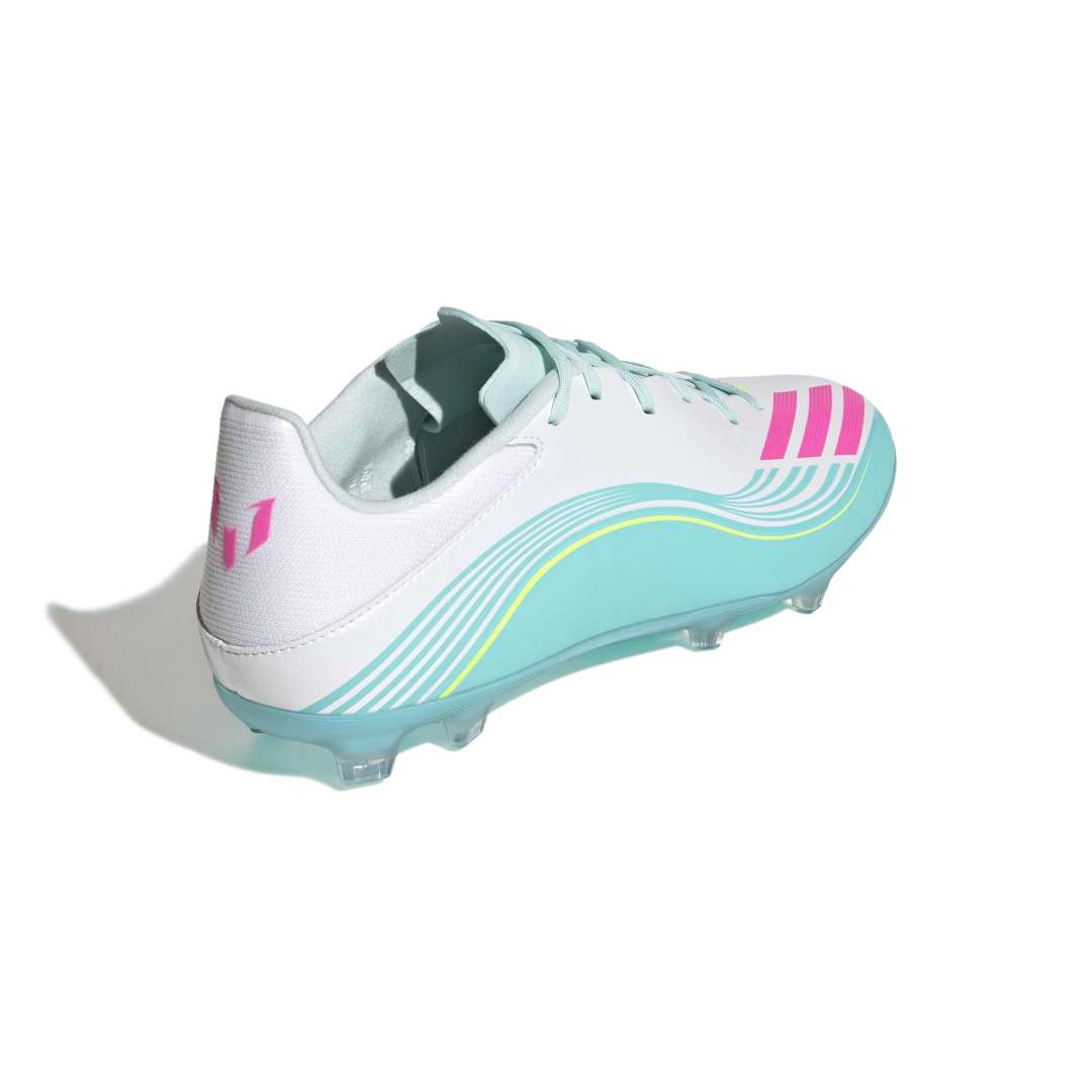 F50 Messi League FG/MG Boots - White / Lucid Pink / Aqua