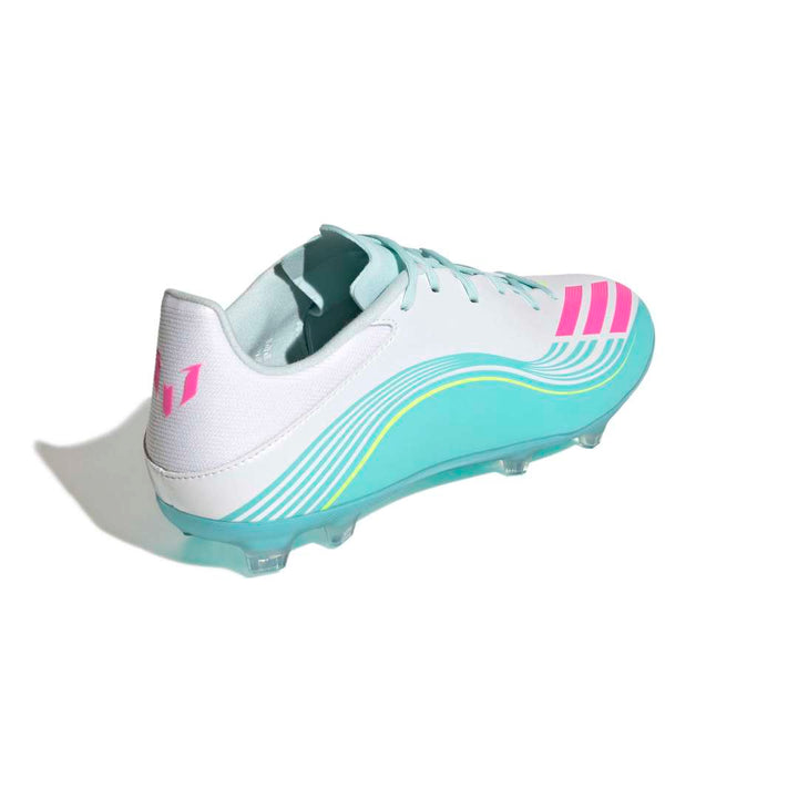 F50 Messi League FG/MG Boots - White / Lucid Pink / Aqua