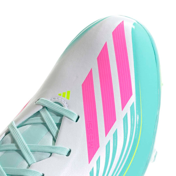 F50 Messi League FG/MG Boots - White / Lucid Pink / Aqua