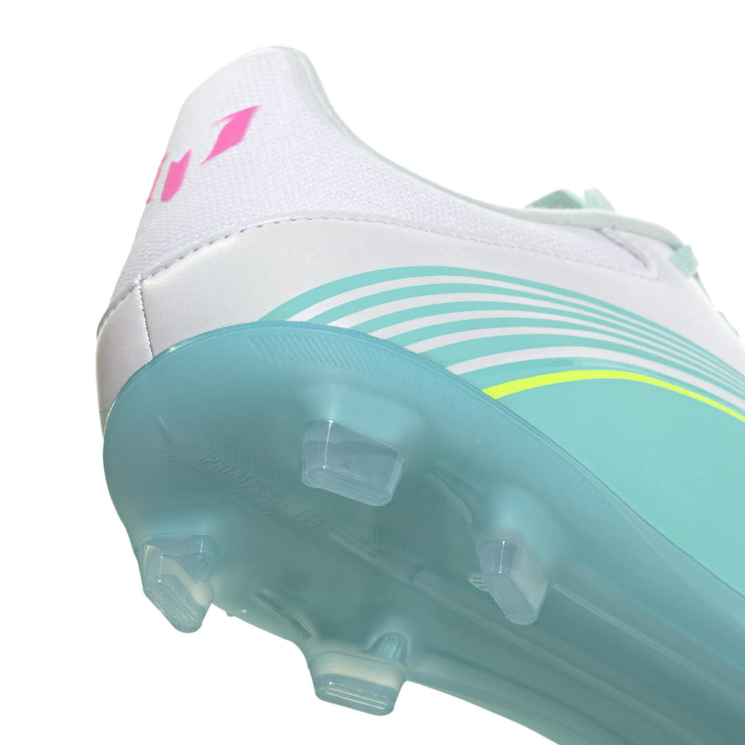 F50 Messi League FG/MG Boots - White / Lucid Pink / Aqua