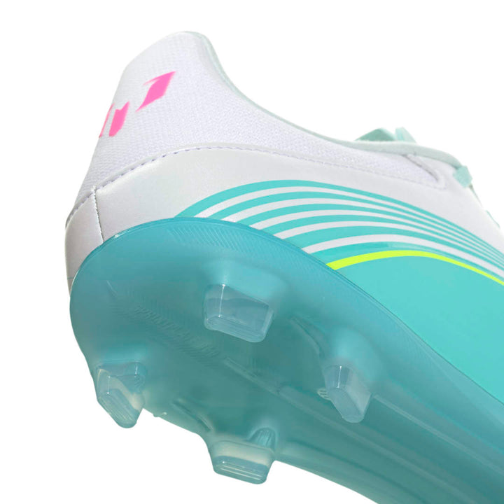 F50 Messi League FG/MG Boots - White / Lucid Pink / Aqua