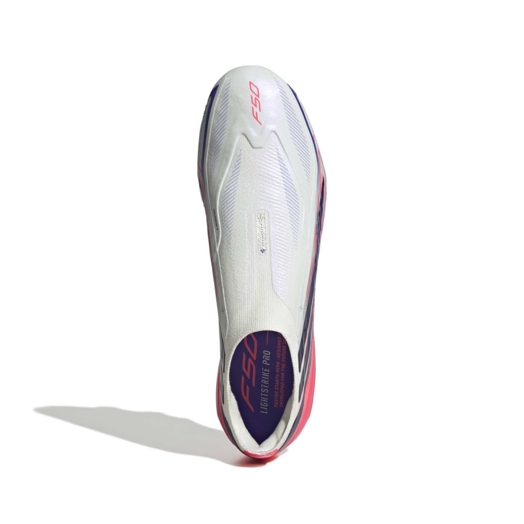 Adidas F50 Hyperfast Elite Laceless FG Boots - White / Purple / Solar Turbo