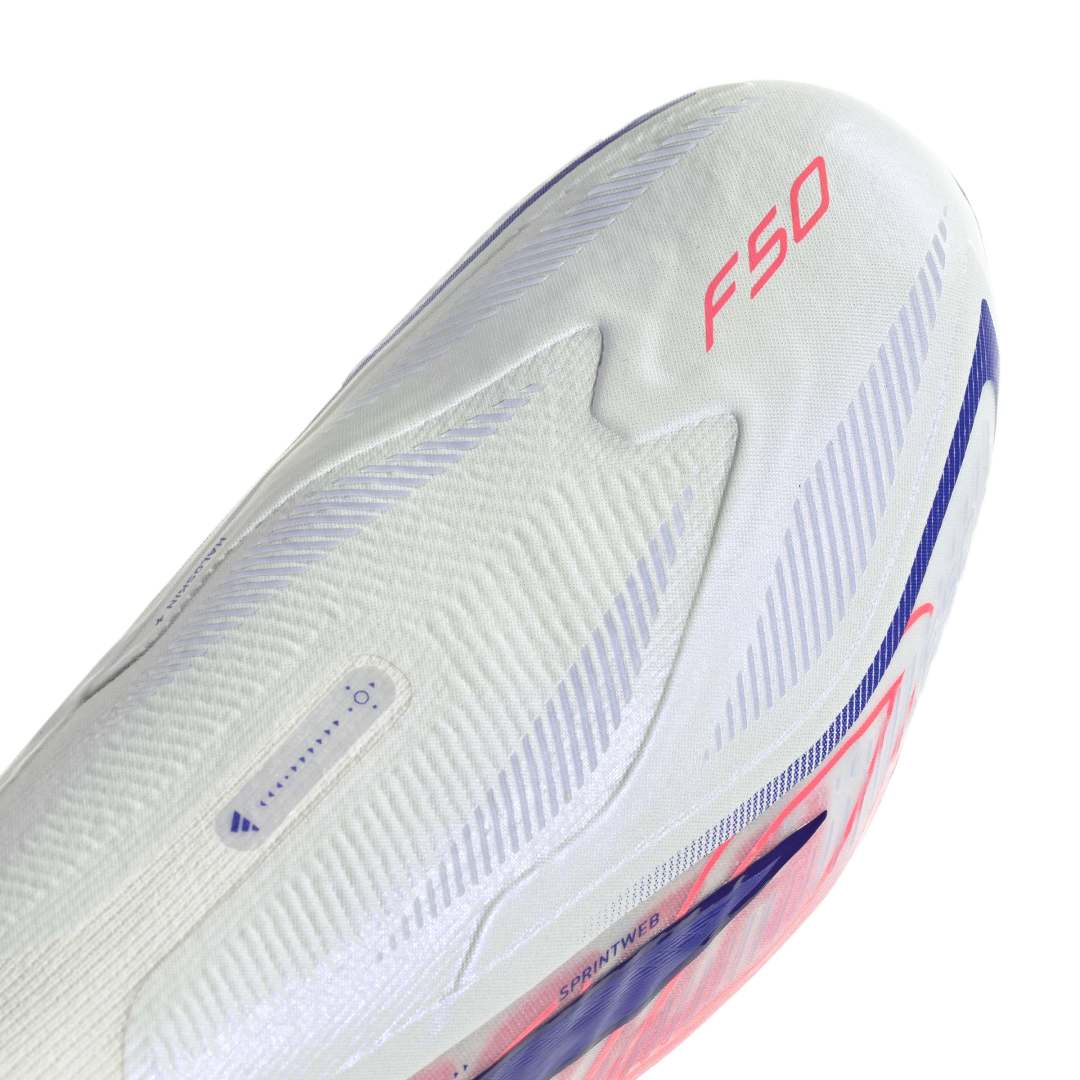 Adidas F50 Hyperfast Elite Laceless FG Boots - White / Purple / Solar Turbo
