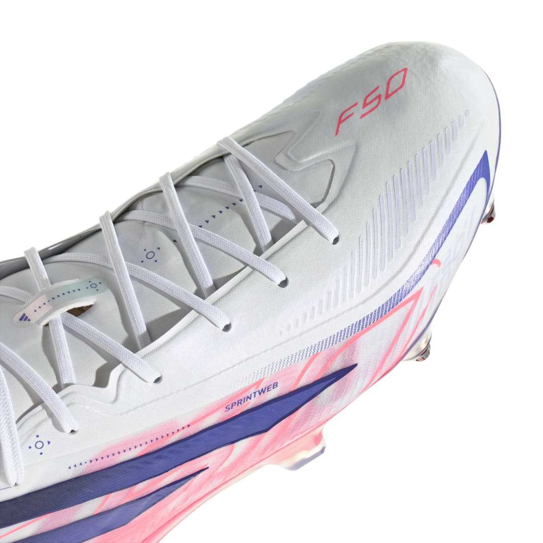 Adidas F50 Hyperfast Elite SG Boots - White / Purple / Solar Turbo