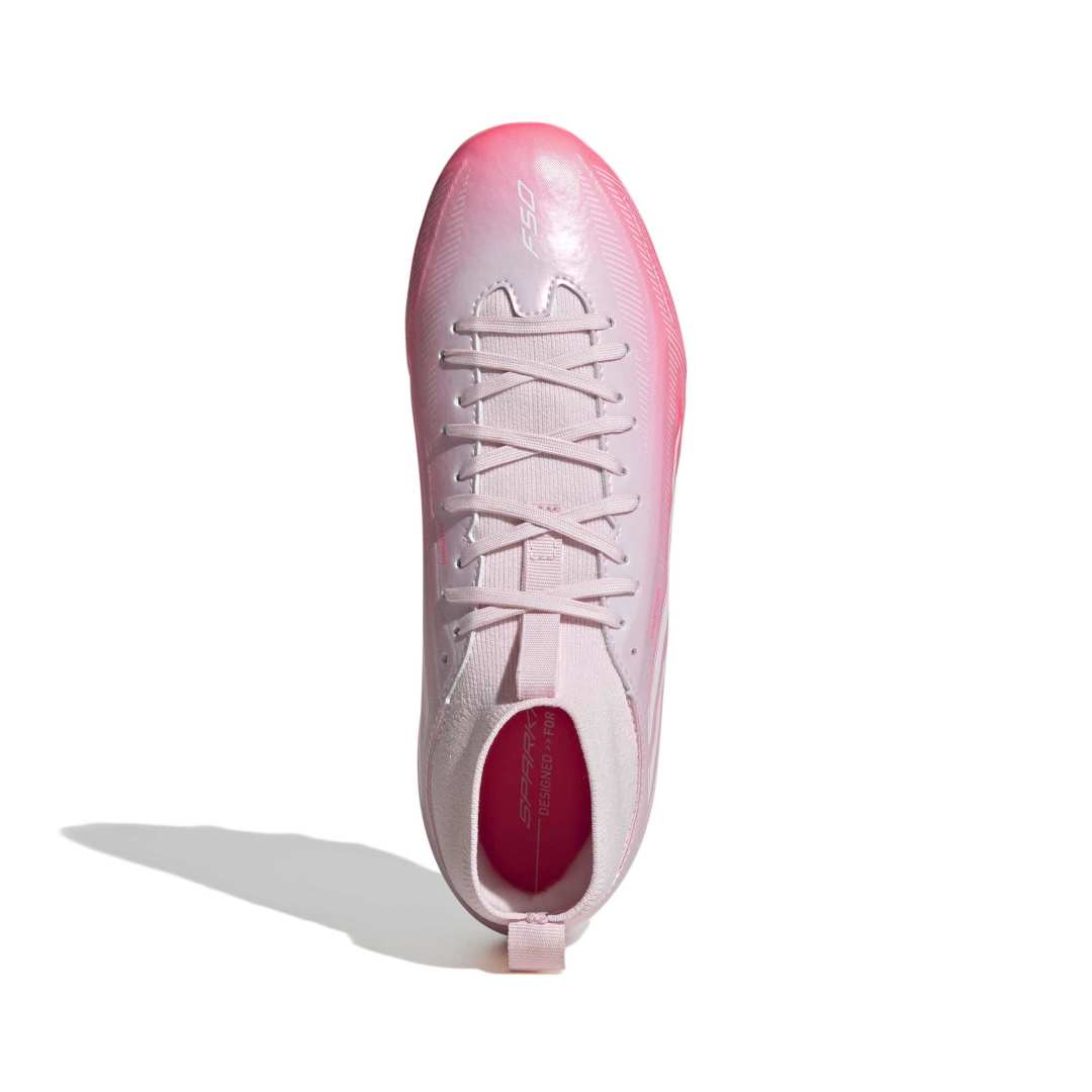 Adidas F50 Sparkfusion League Mid Cut Kids FG/AG Boots – Solar Turbo / White / Pink