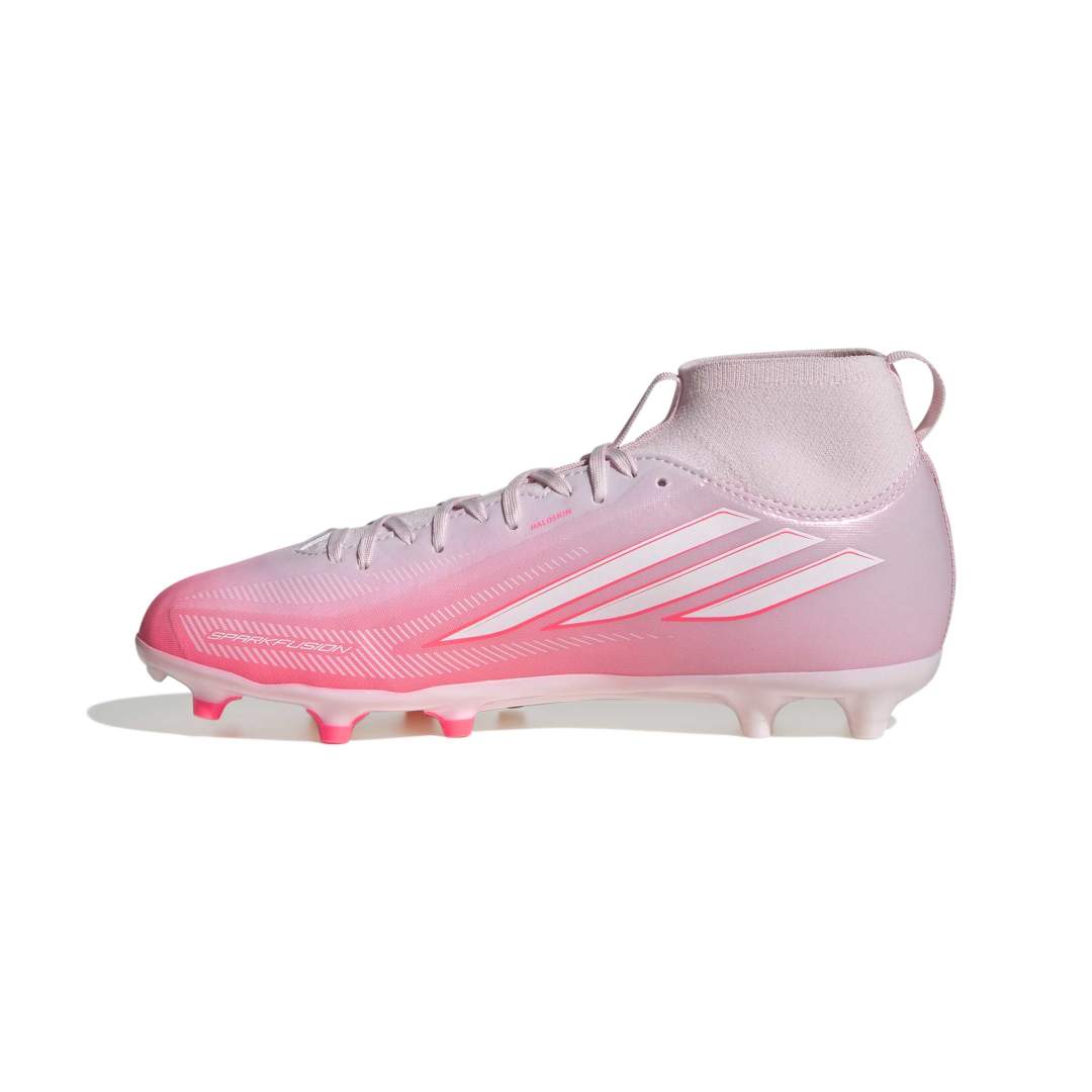 Adidas F50 Sparkfusion League Mid Cut Kids FG/AG Boots – Solar Turbo / White / Pink