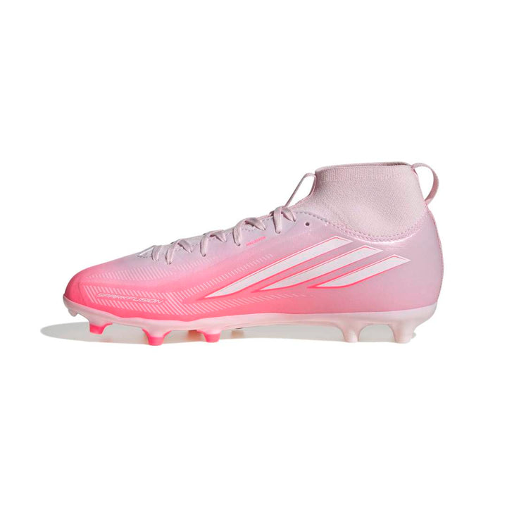 Adidas F50 Sparkfusion League Mid Cut Kids FG/AG Boots – Solar Turbo / White / Pink