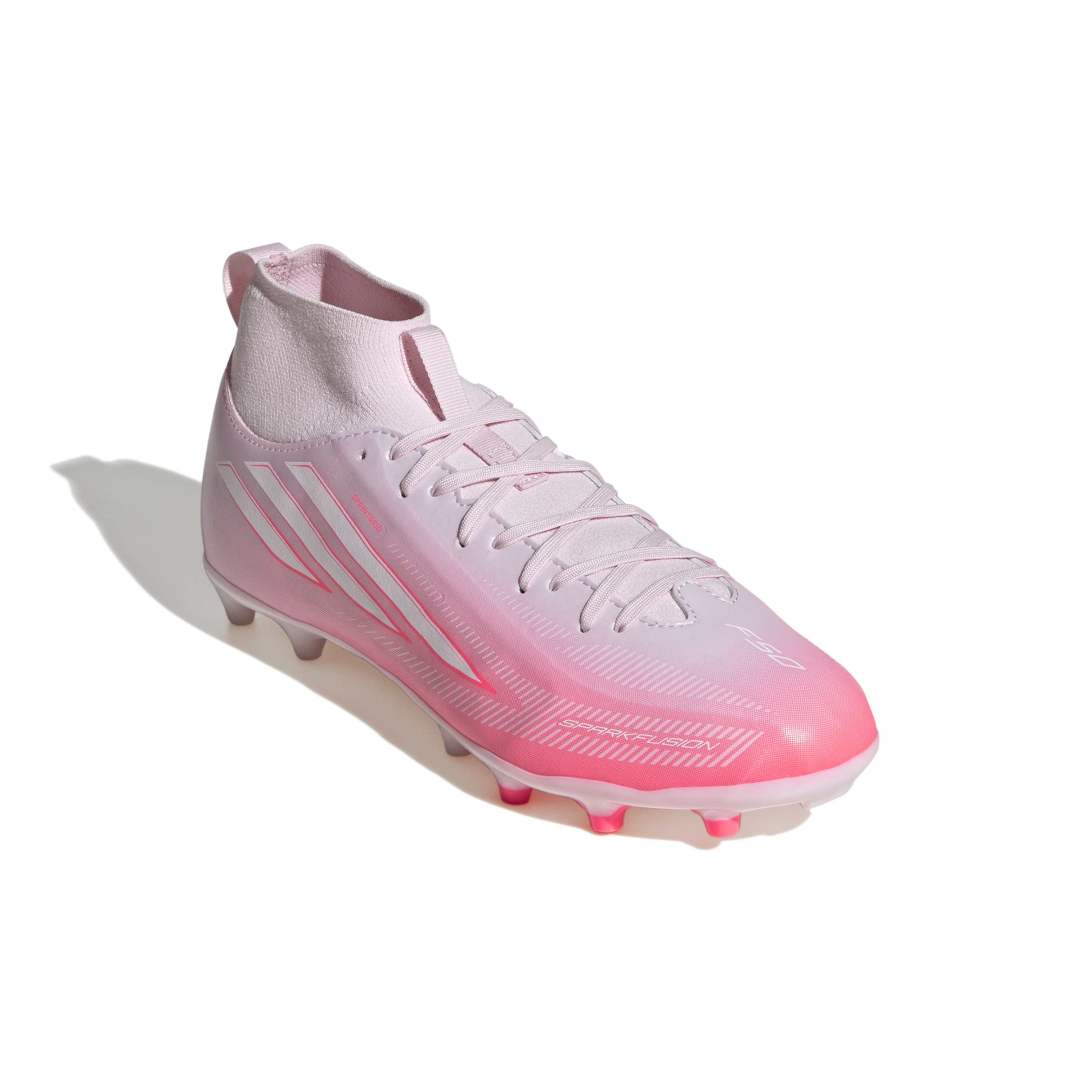 Adidas F50 Sparkfusion League Mid Cut Kids FG/AG Boots – Solar Turbo / White / Pink