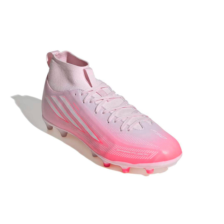 Adidas F50 Sparkfusion League Mid Cut Kids FG/AG Boots – Solar Turbo / White / Pink