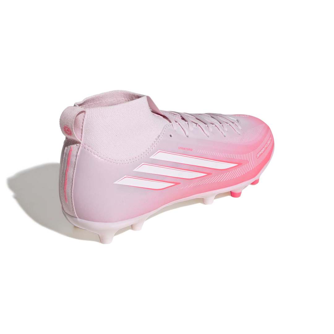 Adidas F50 Sparkfusion League Mid Cut Kids FG/AG Boots – Solar Turbo / White / Pink