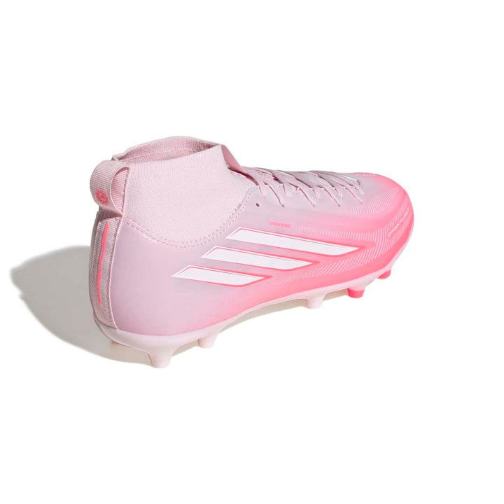 Adidas F50 Sparkfusion League Mid Cut Kids FG/AG Boots – Solar Turbo / White / Pink