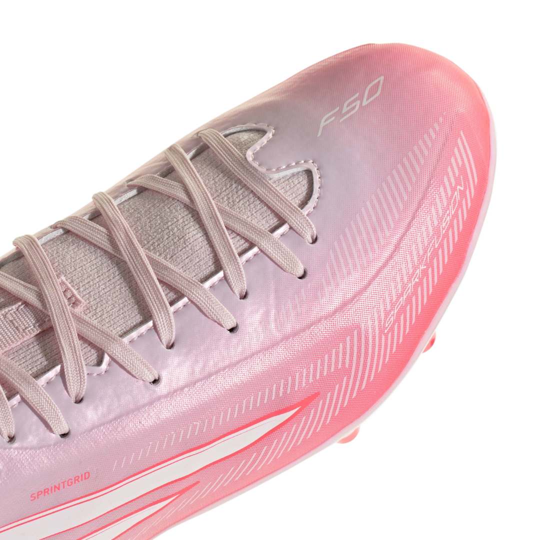 Adidas F50 Sparkfusion League Mid Cut Kids FG/AG Boots – Solar Turbo / White / Pink