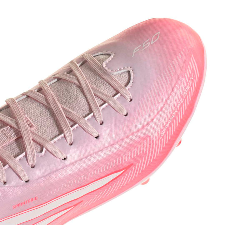 Adidas F50 Sparkfusion League Mid Cut Kids FG/AG Boots – Solar Turbo / White / Pink