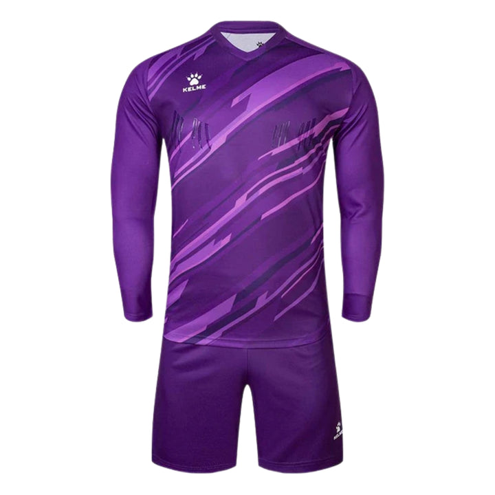 Purple sports jersey with matching shorts on a white background