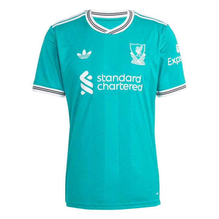 Teal sports jersey with branding on a white background