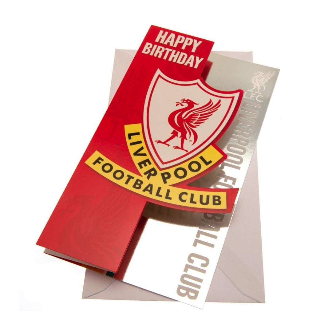 Birthday card with Liverpool Football Club logo and text on a white background