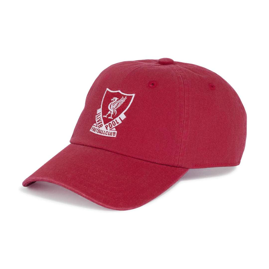 Red cap with a white logo on a white background