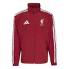 Red jacket with Adidas and Liverpool FC logos on a white background