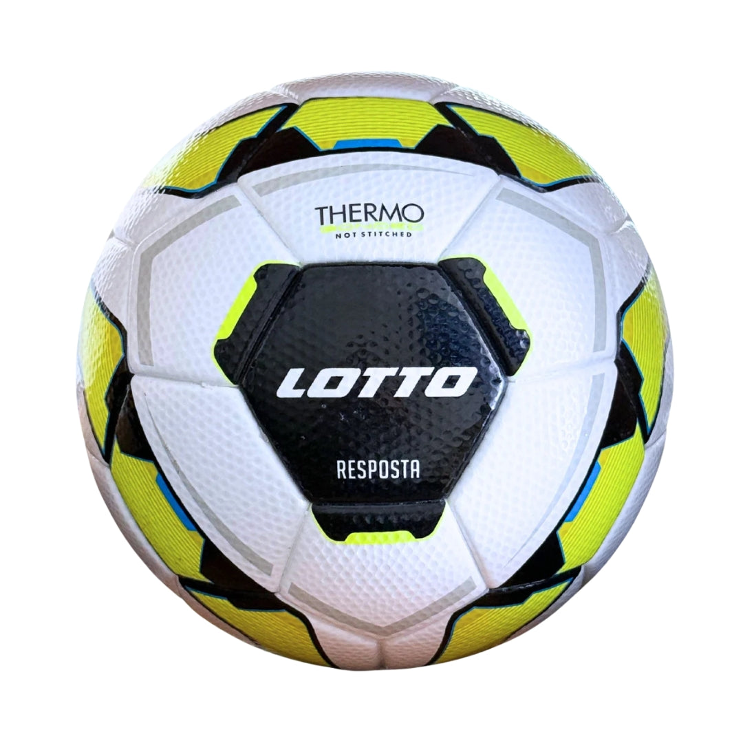 Soccer ball with Lotto branding on a white background