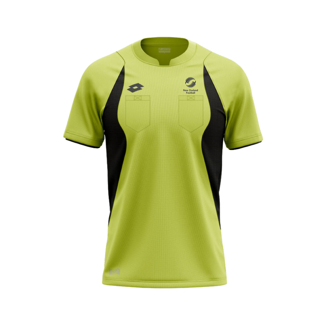 A lime green and black short-sleeve athletic jersey with two front pockets, featuring the Lotto logo on the right chest and the Royal of the Ring tournament logo on the left chest, displayed on a clean white background.