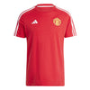 Red sports jersey with Adidas logo and Manchester United emblem on a white background