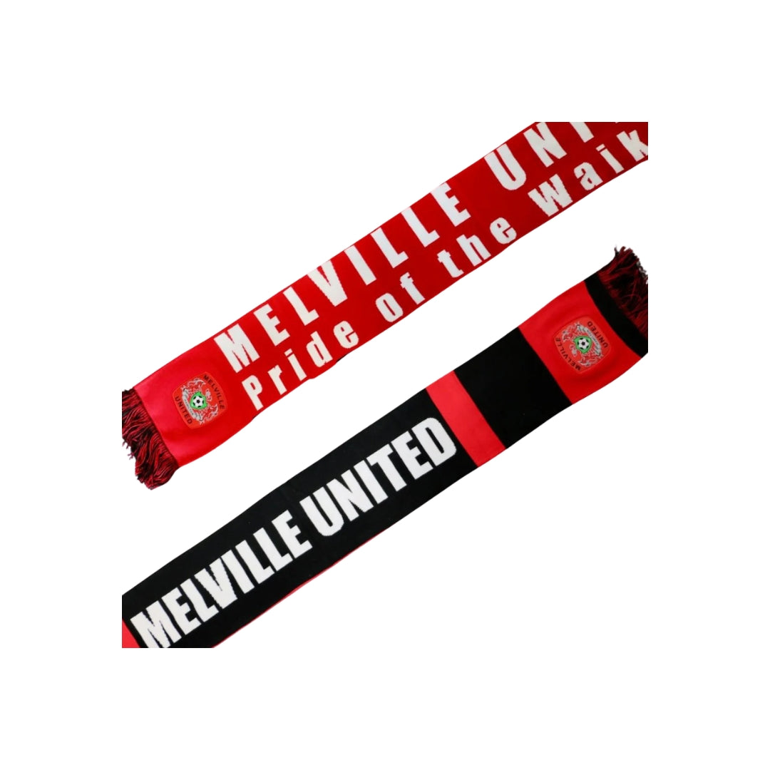 Two scarves with 'Melville United' text on a white background